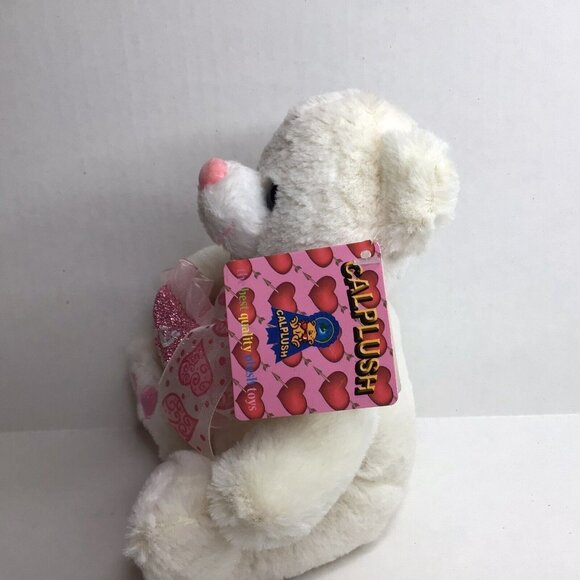 CalPlush Teddy Bear I love You Holding Heart Gift Special Baby Plush New - Picture 2 of 6